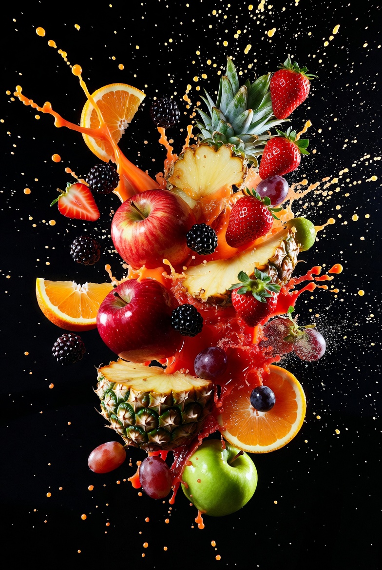 Exploding Fruit Arrangement Food Photography — output 1