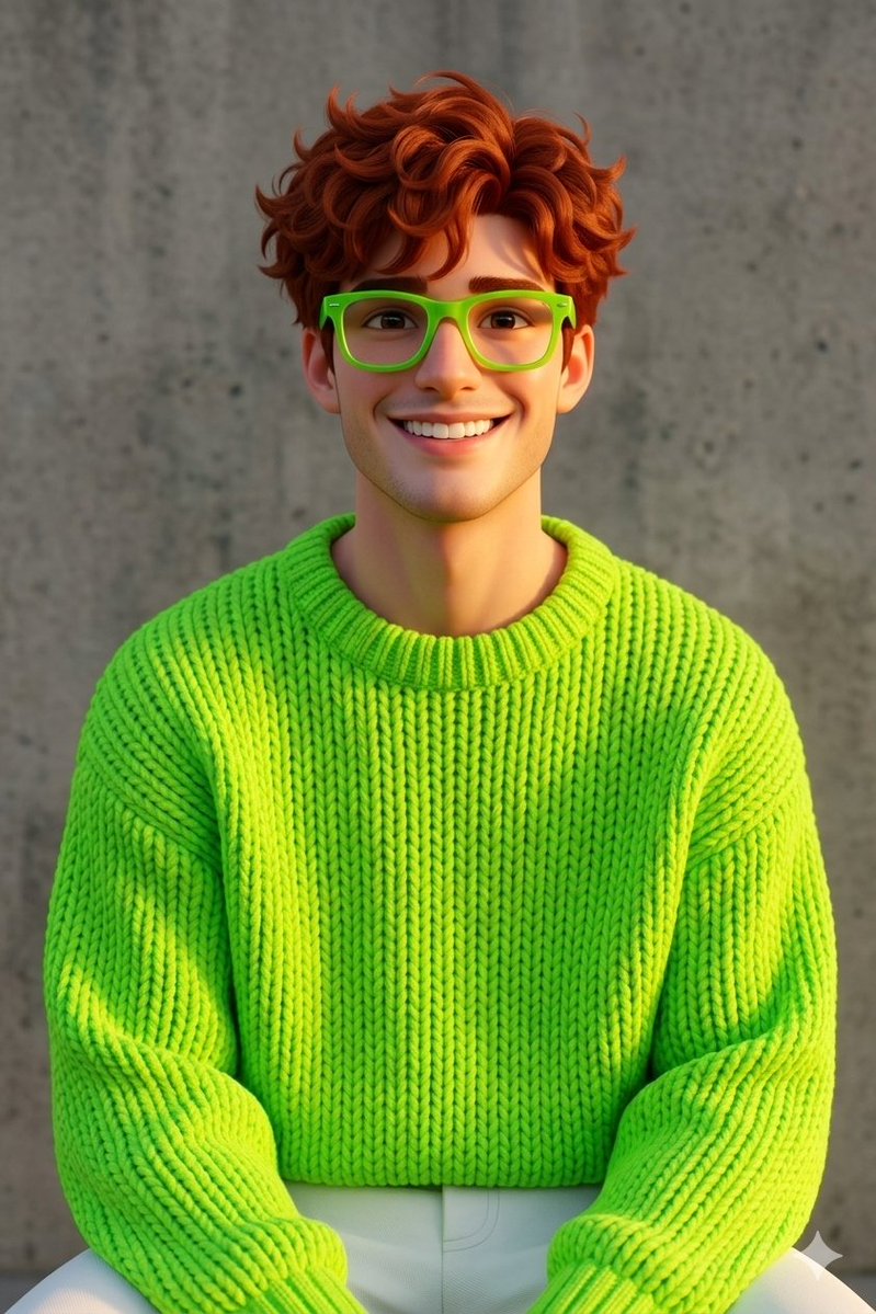 Profile / Avatar - Disney-Pixar Style 3D Portrait of Man in Neon Sweater (Full) — output 1