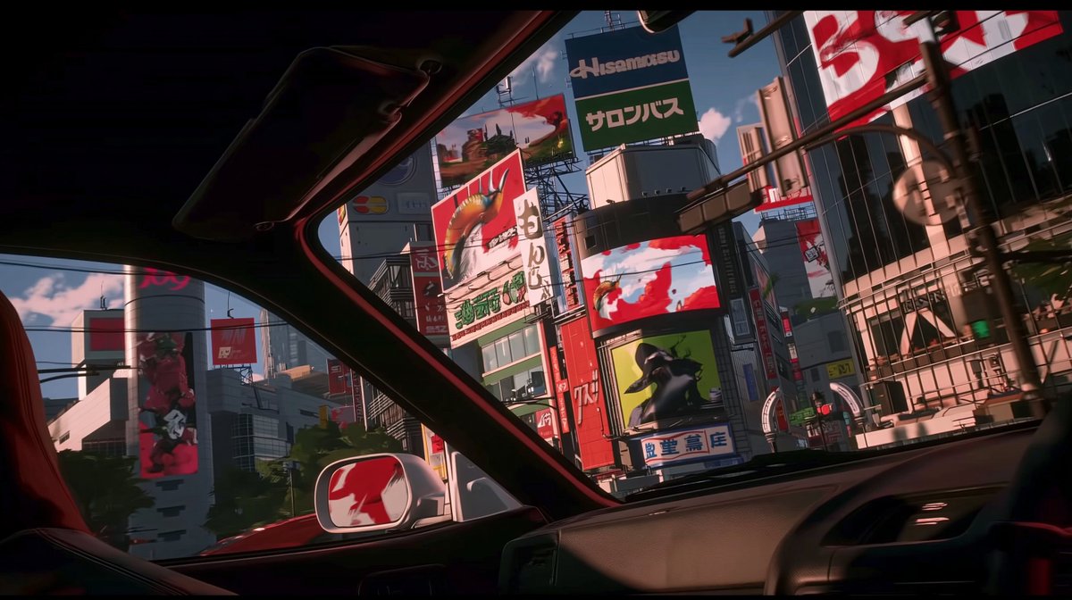 Comic / Storyboard - Anime Car View of Tokyo Billboards — output 1
