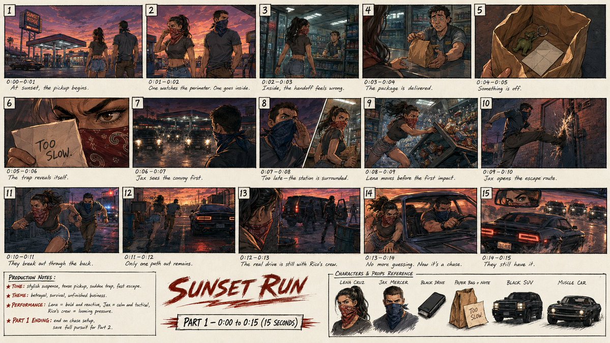 Comic / Storyboard - Professional Action Thriller Storyboard — output 1