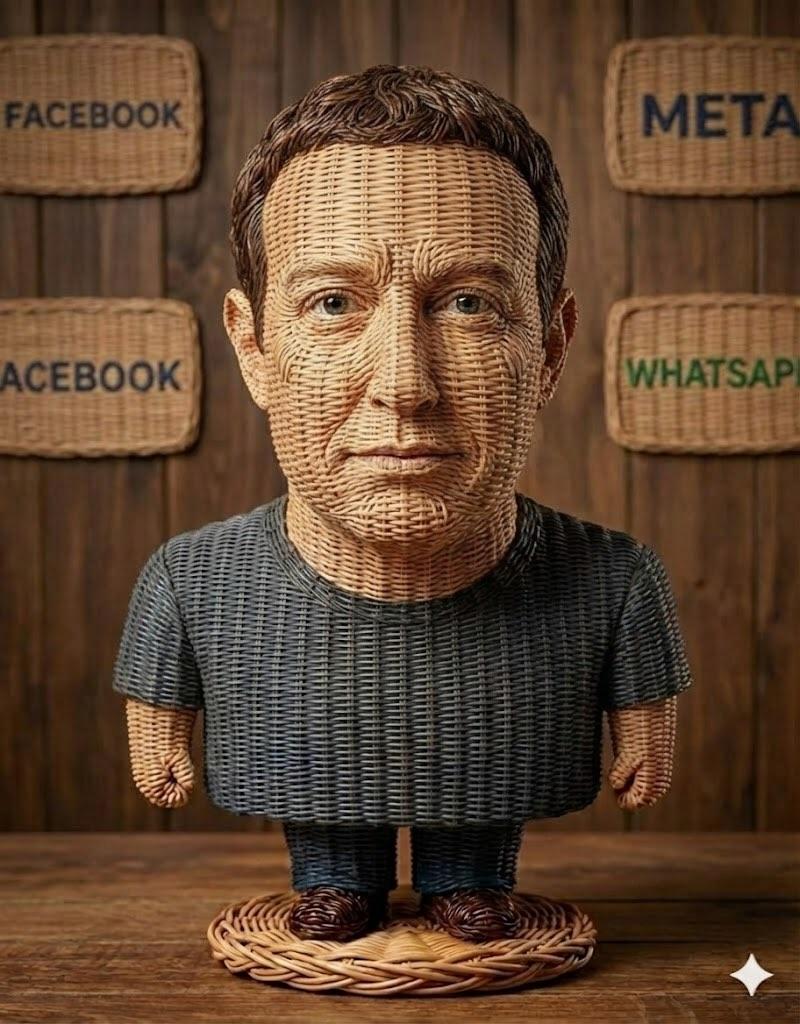 E-commerce Main Image - Stylized Wicker Caricature Figurine — output 1