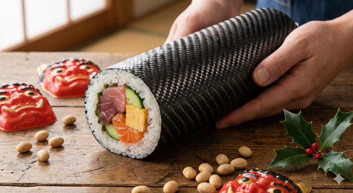 E-commerce Main Image - Carbon Pattern Printed Ehomaki Sushi Roll — output 1