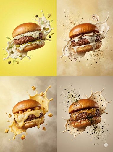Product Marketing - Hyper-realistic Floating Burger Commercial Shots — output 1