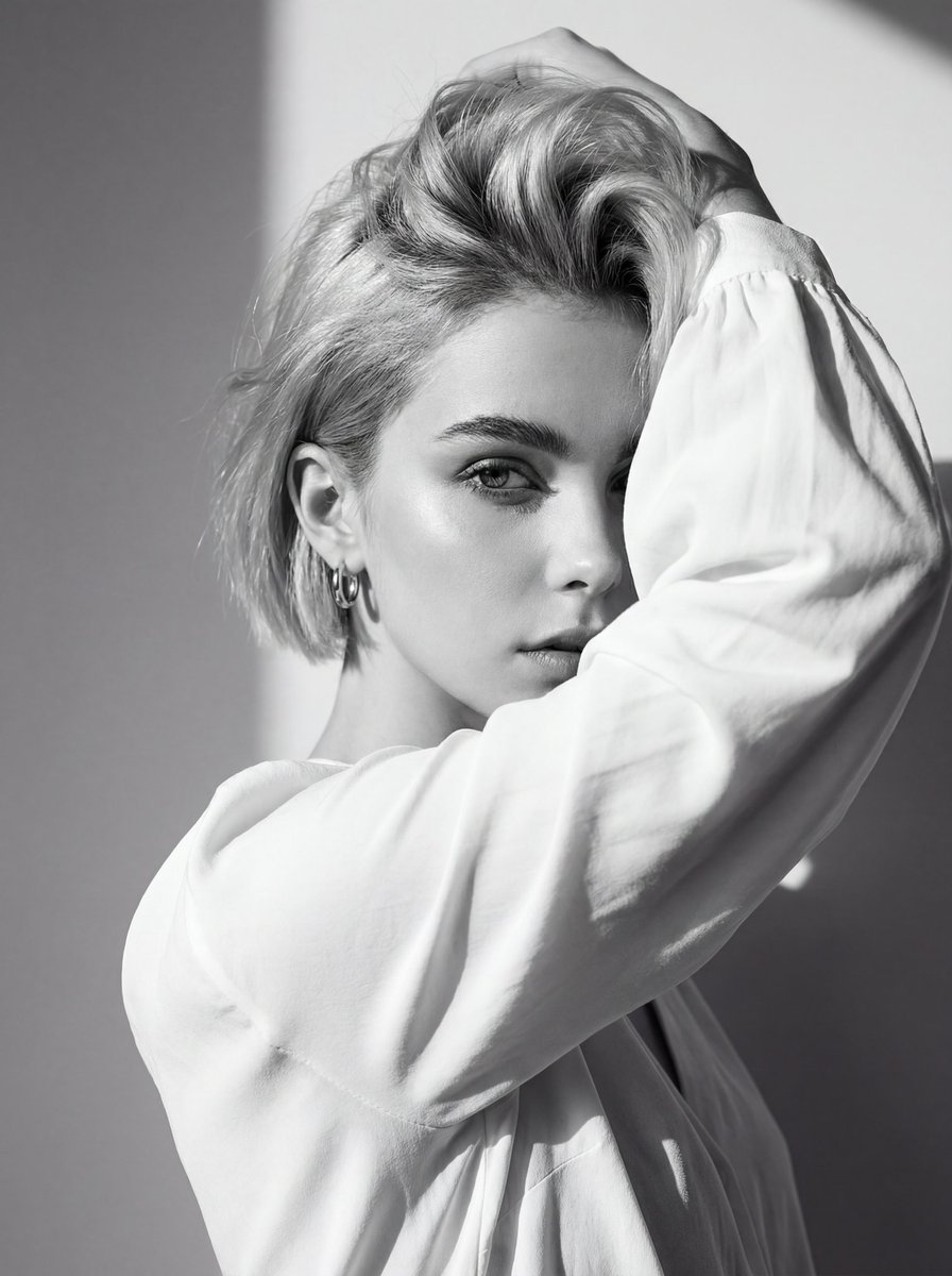 Product Marketing - High-Fashion Editorial Portrait (Monochrome) — output 1