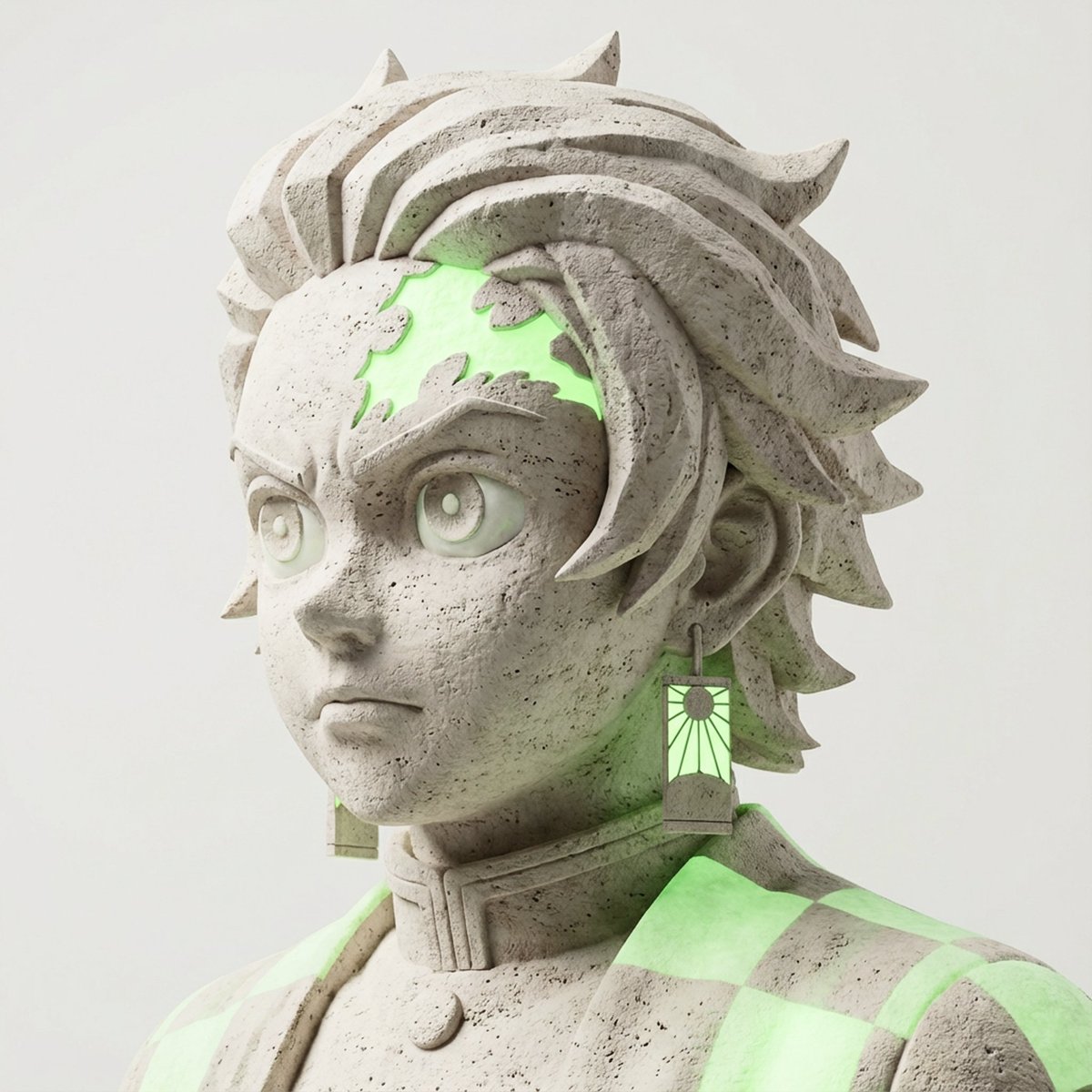 Game Asset - Limestone Sculpture with Neon Glow Prompt — output 1