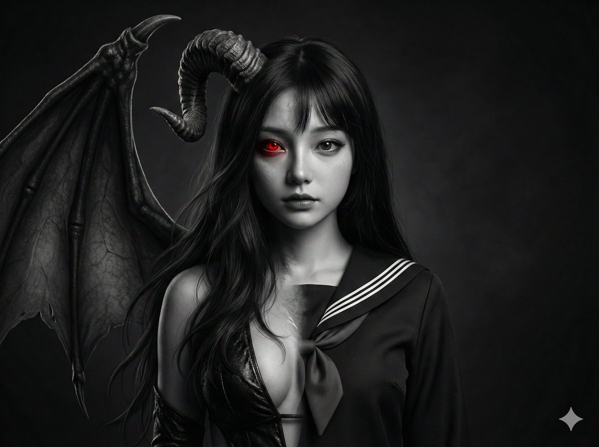Human-Succubus Fusion Portrait Prompt — output 1