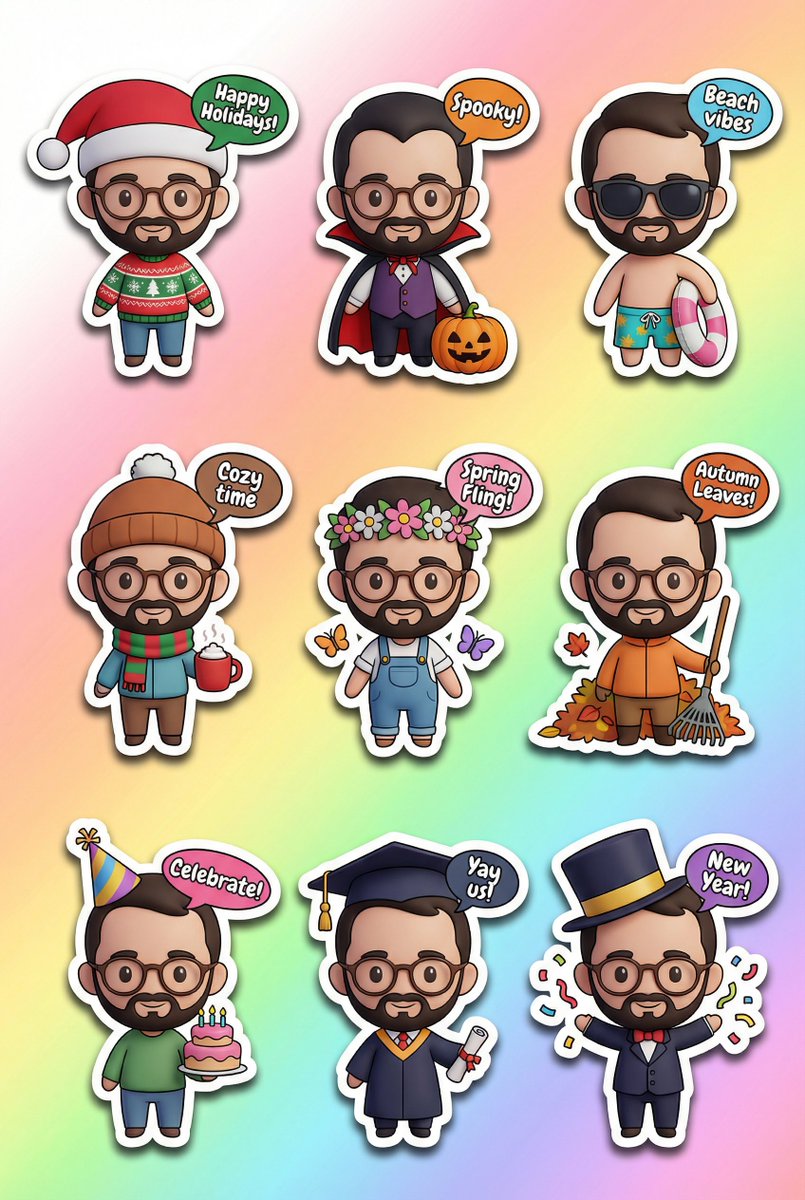 3D Kawaii Seasonal Sticker Sheet — output 1