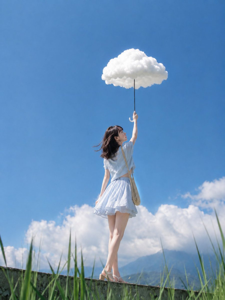 Social Media Post - Surreal Cloud Umbrella Path — output 1