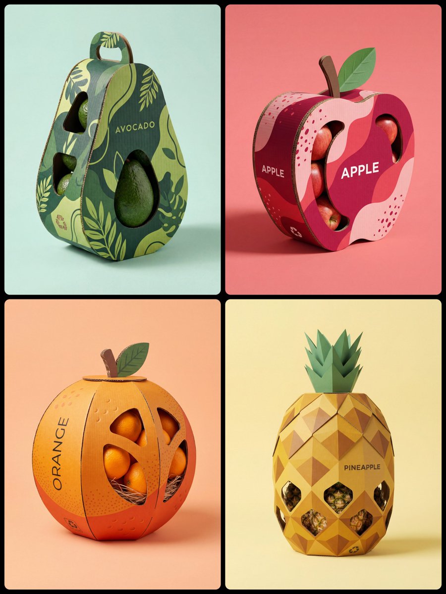 E-commerce Main Image - Corrugated Cardboard Fruit Packaging Concept Prompt — output 1