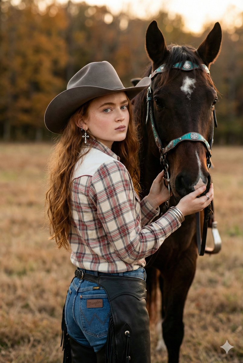 Rustic Cowgirl Portrait with Horse — output 1