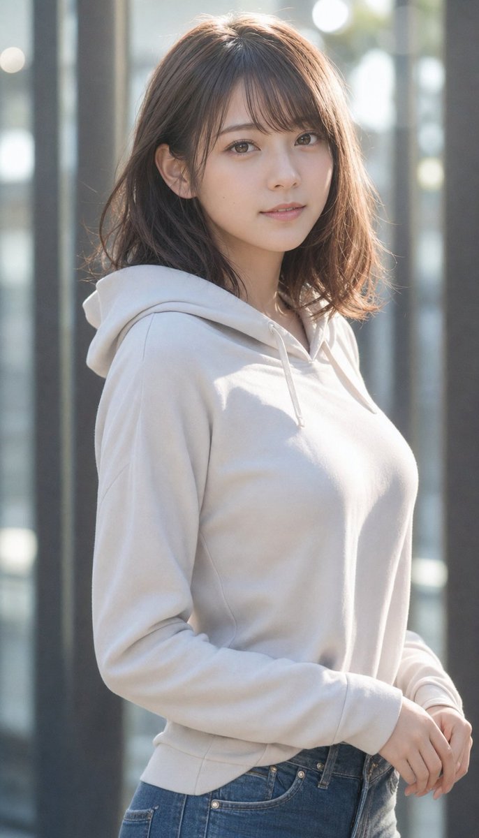 Profile / Avatar - Realistic Japanese Woman Hoodie Portrait — output 1
