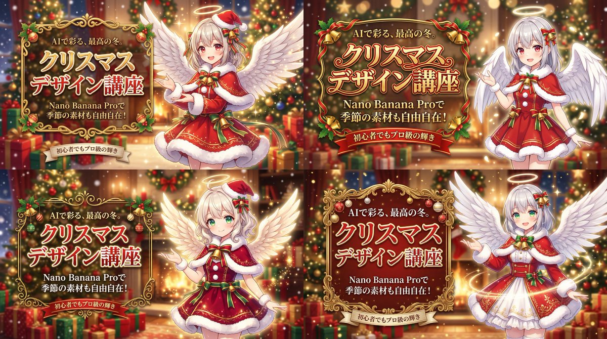 YouTube Thumbnail - Christmas Angel Design Course Eyecatch Prompt (YAML Structure) — output 1