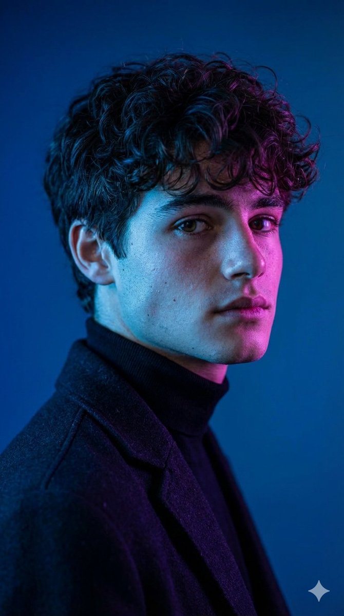 Dramatic Cinematic Portrait with Contrasting Lighting — output 1