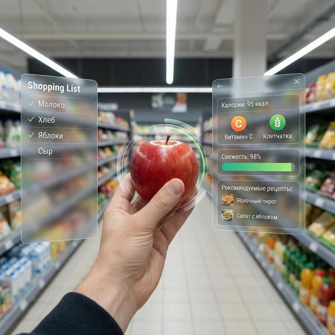 Infographic / Edu Visual - Augmented Reality UI Overlays on Food Items — output 1