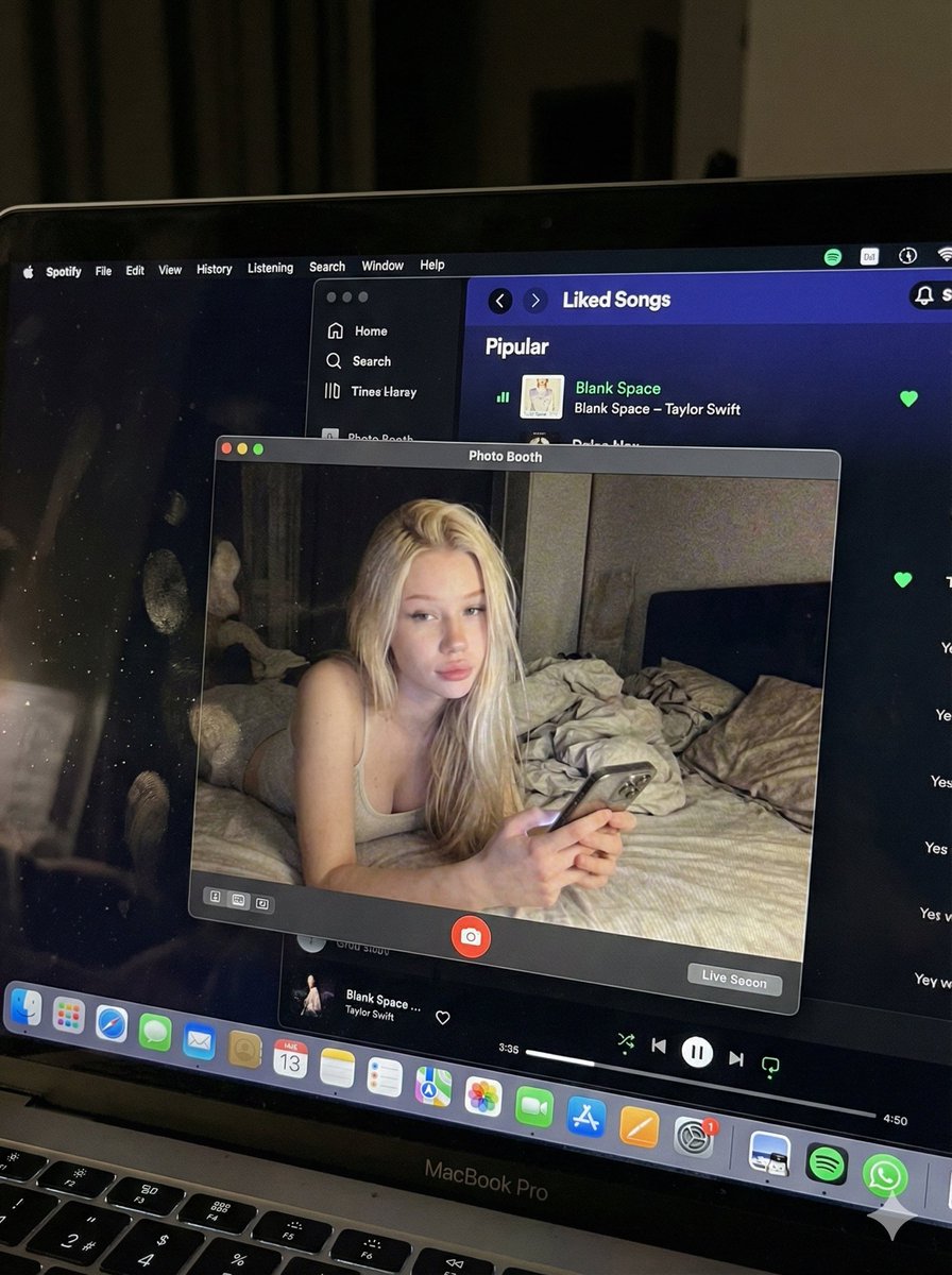 YouTube Thumbnail - Photorealistic MacBook Screen POV Selfie Prompt — output 1