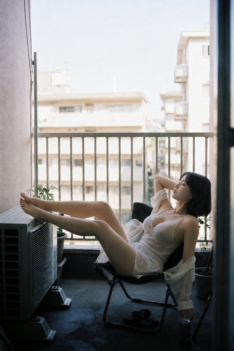 Social Media Post - Woman Relaxing on Balcony — output 1