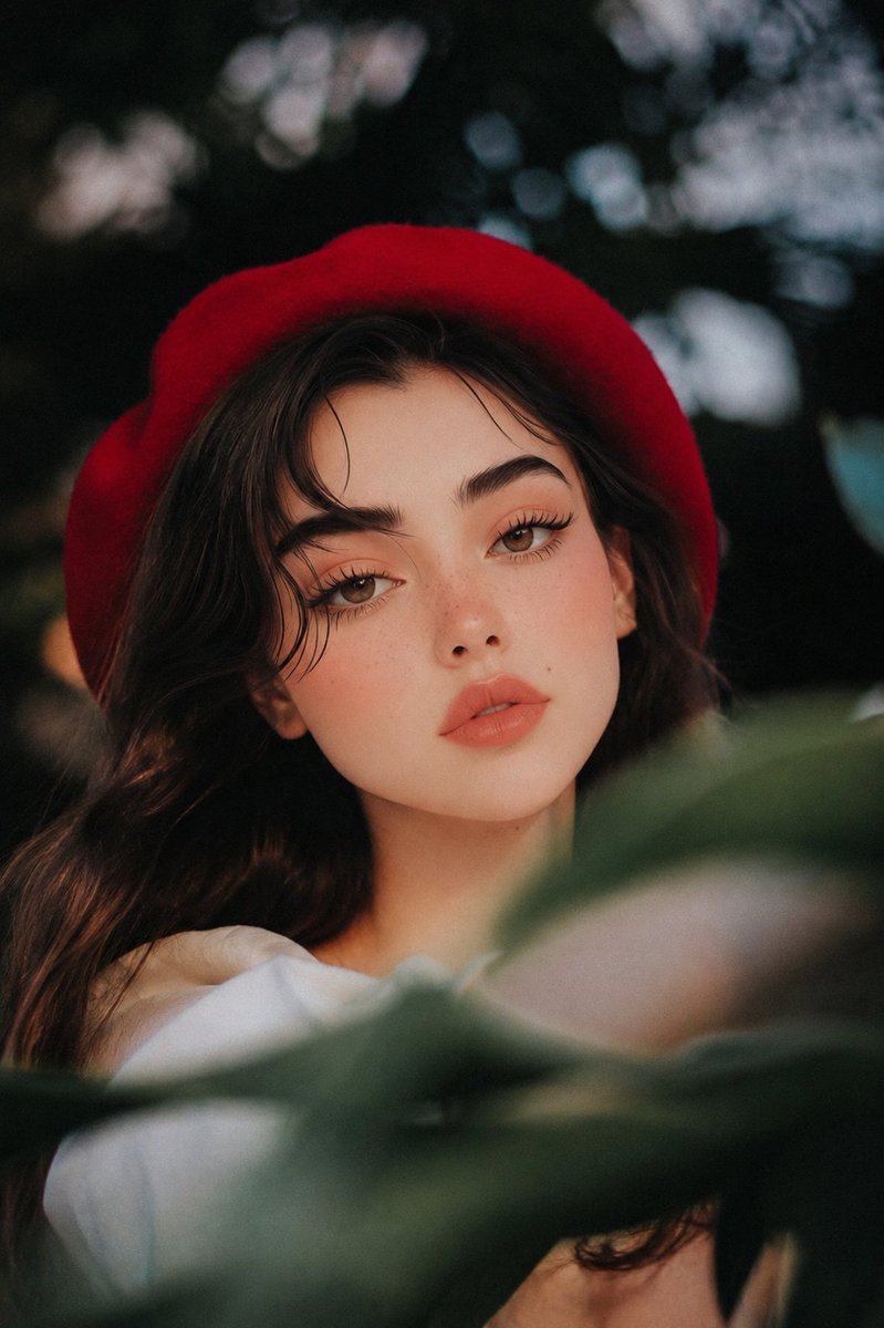 Profile / Avatar - Dreamy Red Beret Garden Portrait — output 1