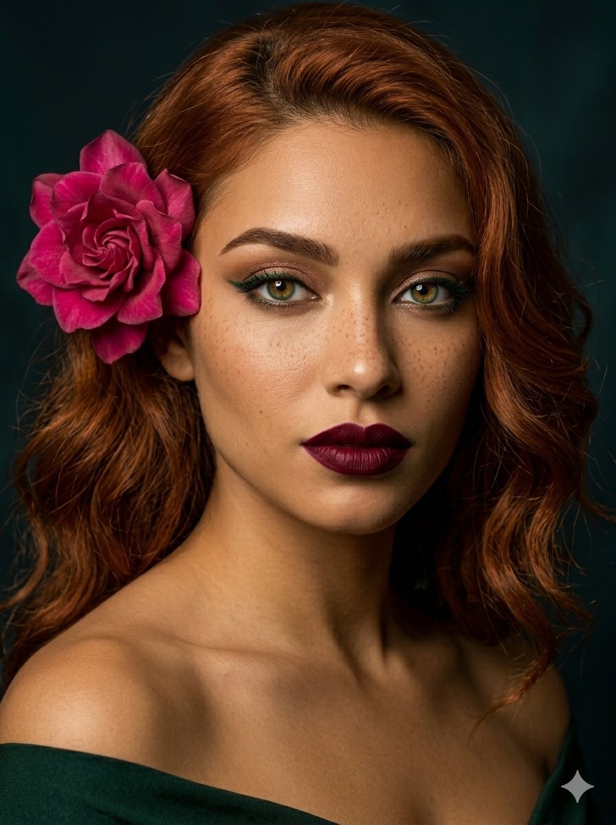 Profile / Avatar - Auburn Portrait with Camellia Flower — output 1