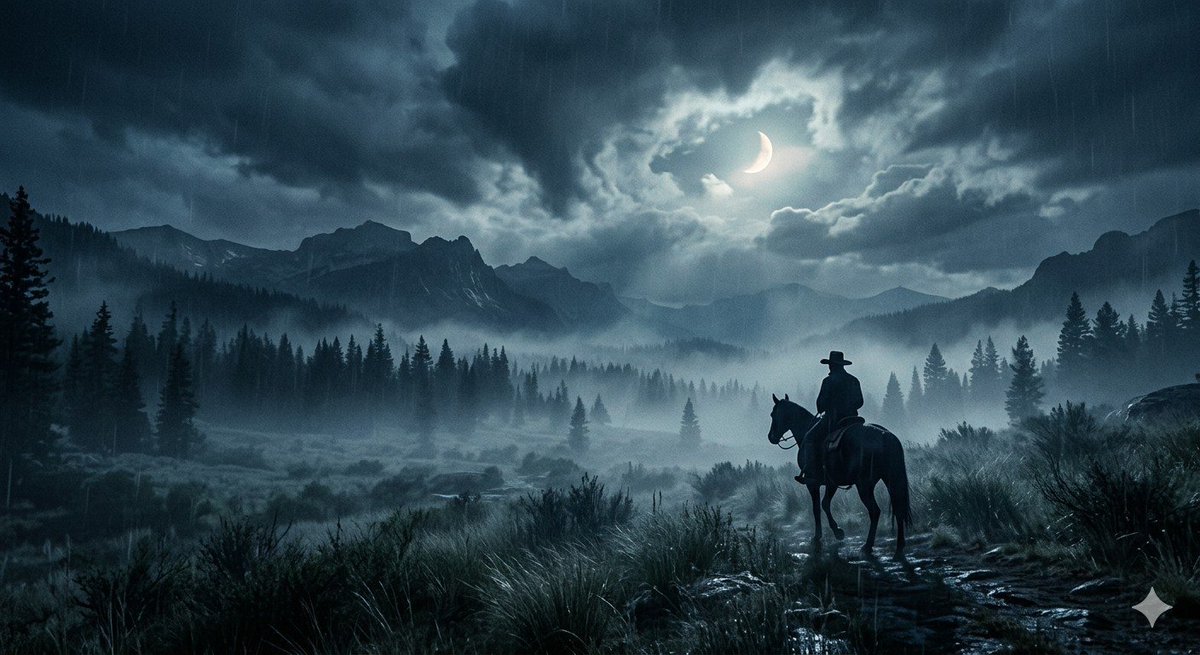 Comic / Storyboard - Lone Cowboy Moonlit Misty Night — output 1