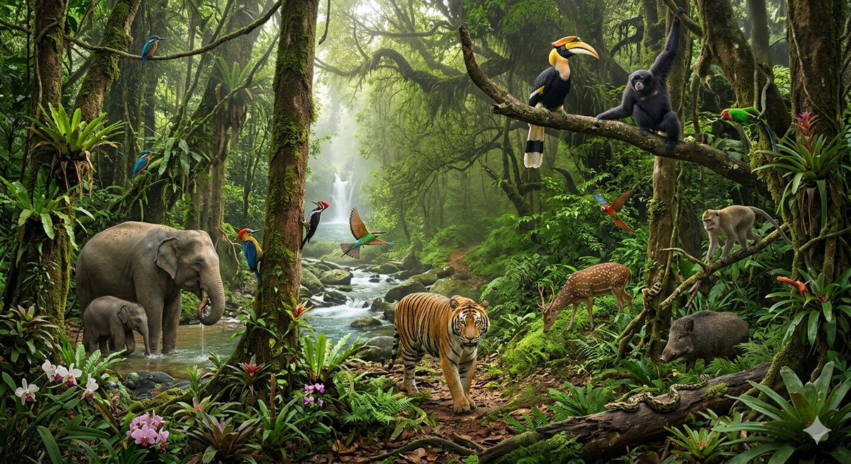 Infographic / Edu Visual - Tropical Rainforest Wildlife Ecosystem — output 1