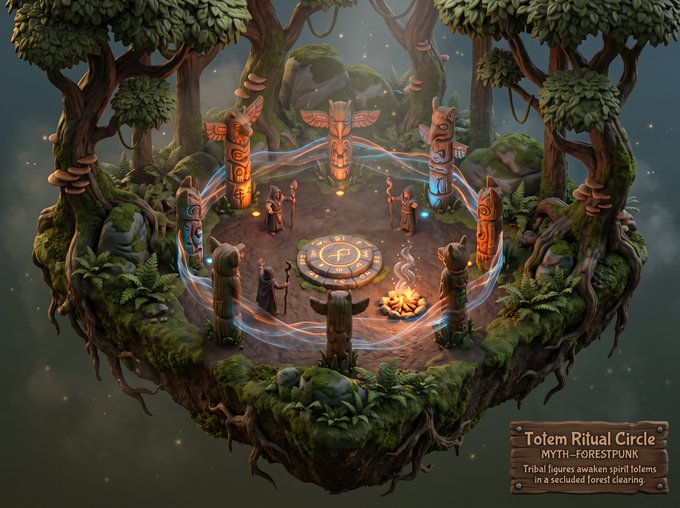 Game Asset - Whimsical Mythpunk Forest Ritual — output 1