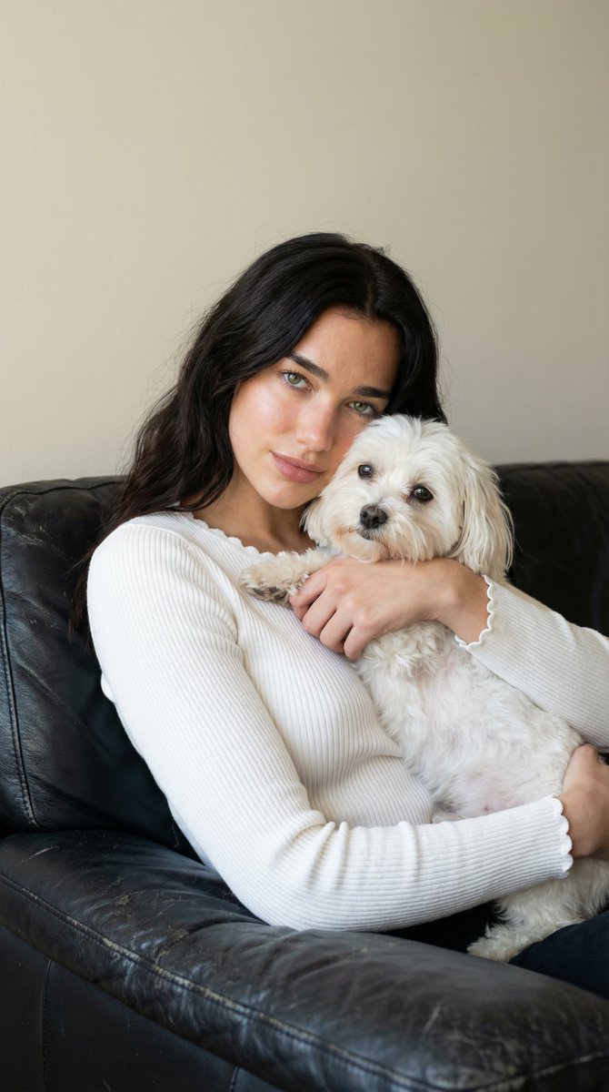 Ultra-Realistic Portrait of Woman Hugging a Maltese Dog — output 1