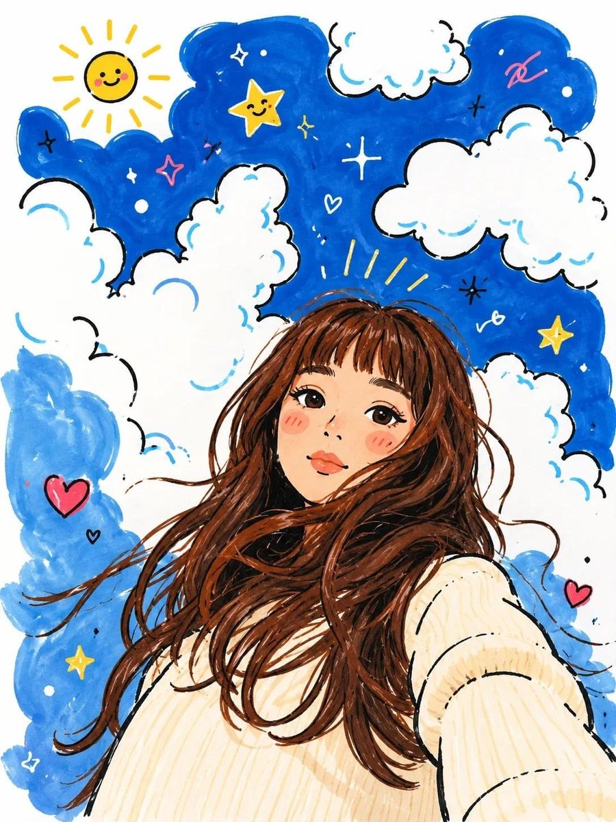 Profile / Avatar - Whimsical Doodle Art Selfie — output 1