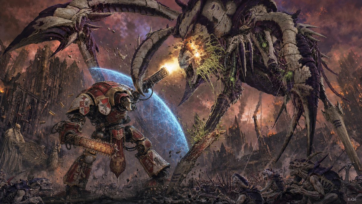 YouTube Thumbnail - Warhammer Knight vs Bio-Titan