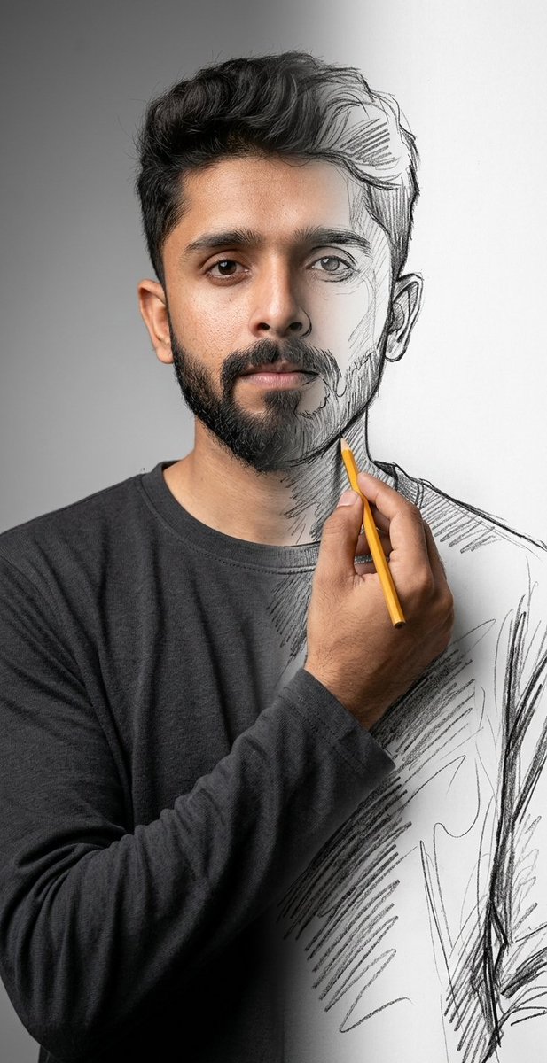 Social Media Post - Surreal Mixed-Media Charcoal Portrait — output 1