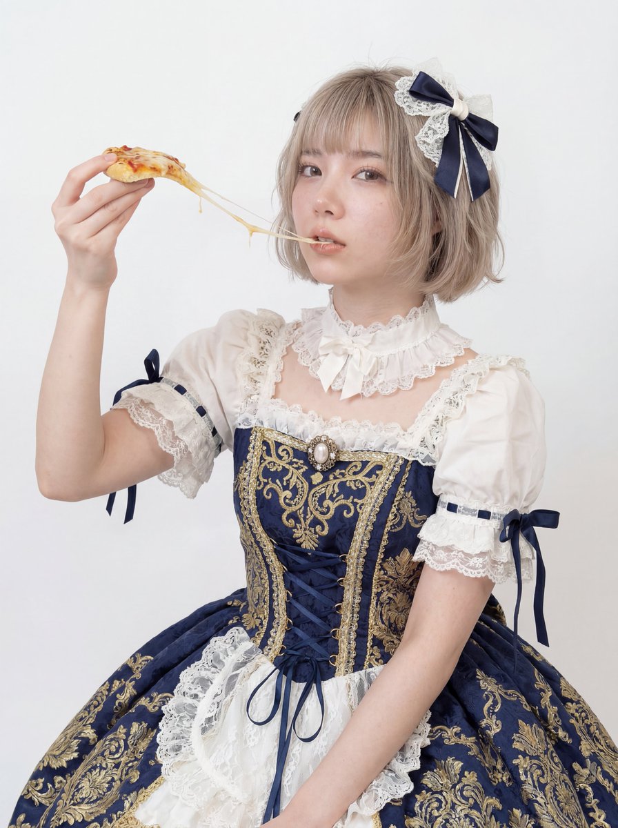 Professional Studio Headshot: Woman Eating Pizza — output 1