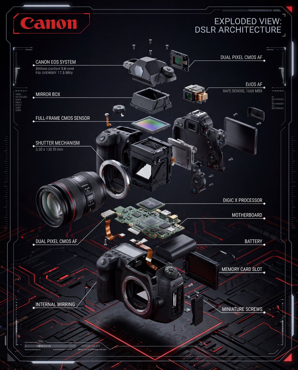 Infographic / Edu Visual - Exploded View DSLR Infographic — output 1