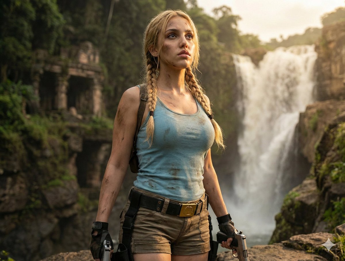 Game Asset - Lara Croft Inspired Action Editorial Portrait — output 1