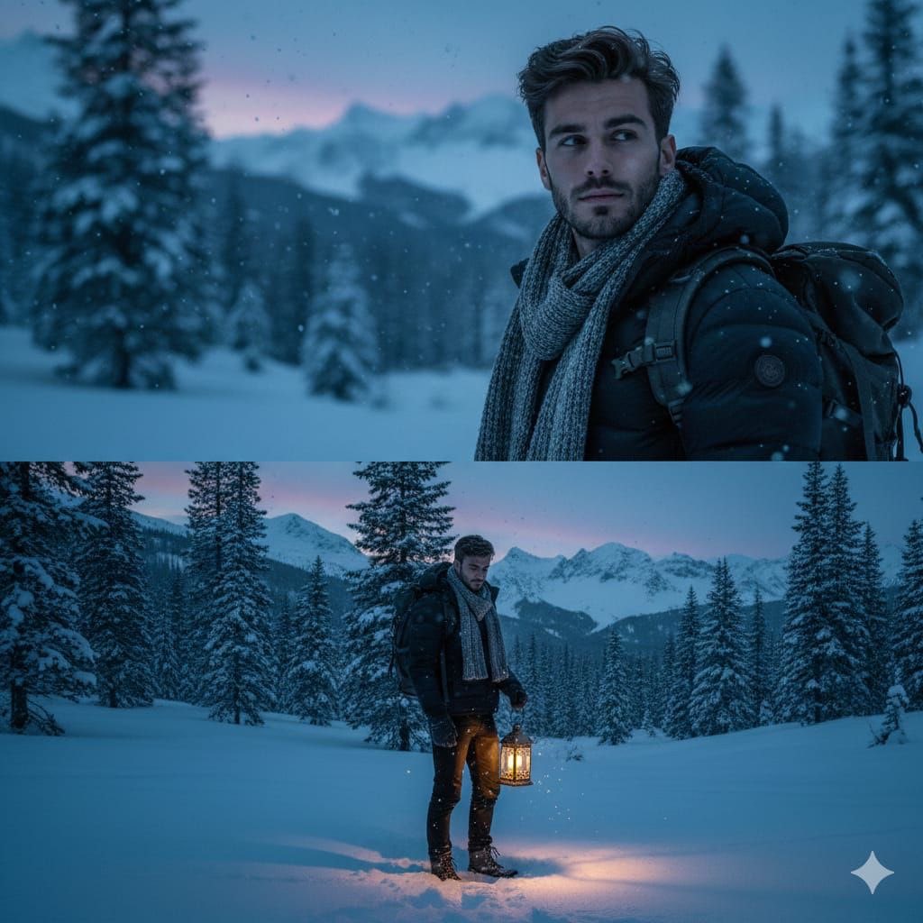 Cinematic Winter Forest Portrait — output 1