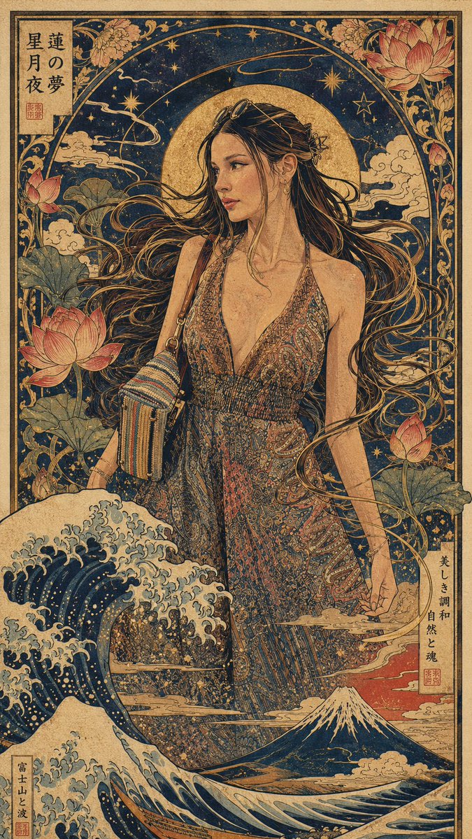 Social Media Post - Art Nouveau & Ukiyo-e Fusion Portrait — output 1