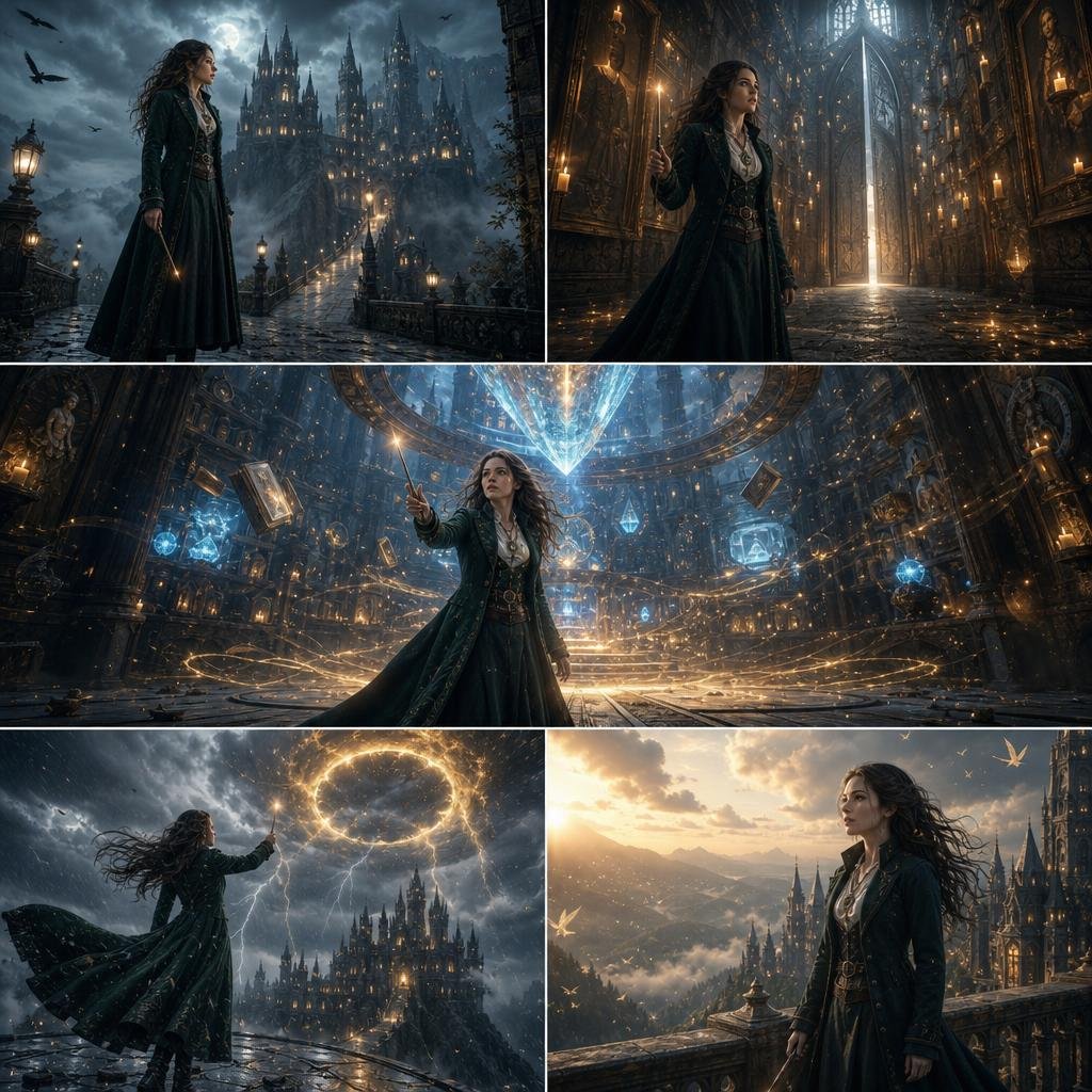 Comic / Storyboard - Five-Frame Gothic Wizard Storyboard — output 1