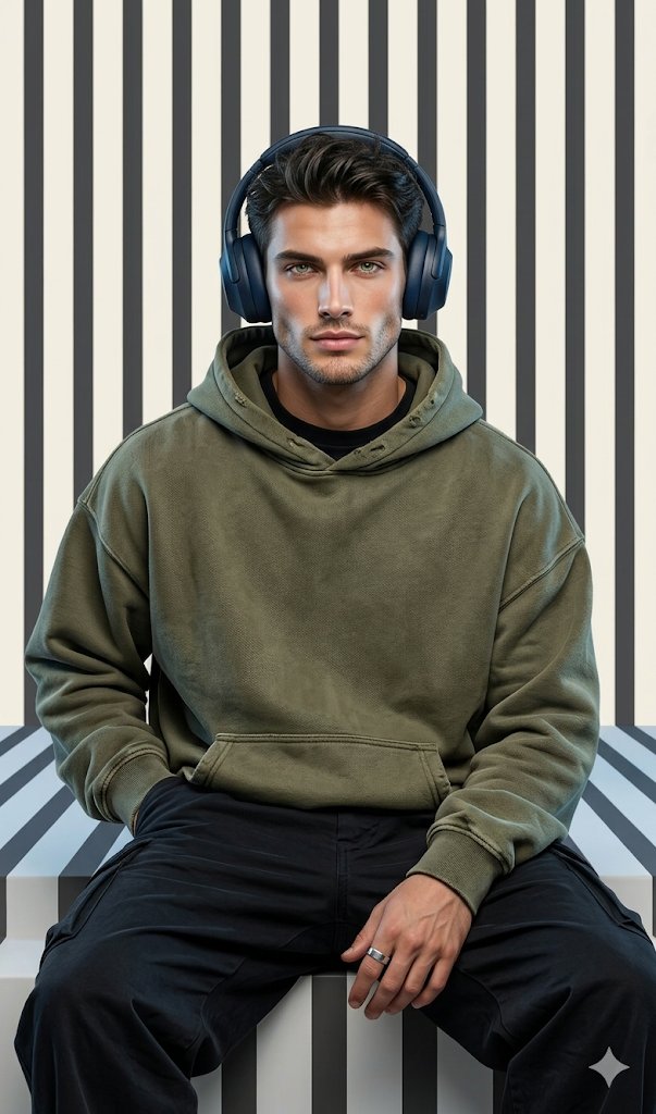 Profile / Avatar - Graphic Portrait with Optical Illusion Background — output 1