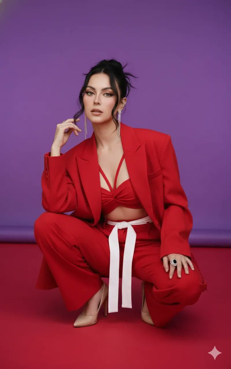 Dual Image Generation in Modern Formal Scarlet Red — output 1