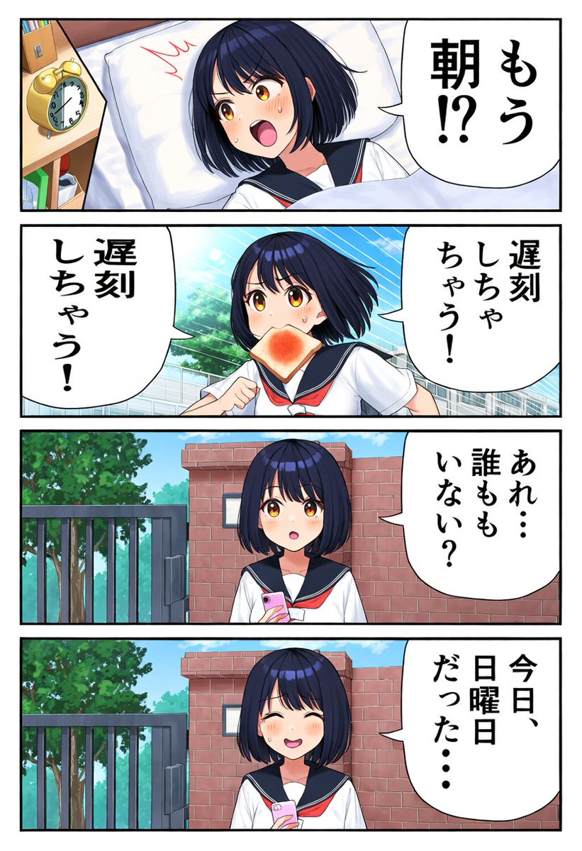 Comic / Storyboard - Four-Panel Schoolgirl Sunday Manga — output 1
