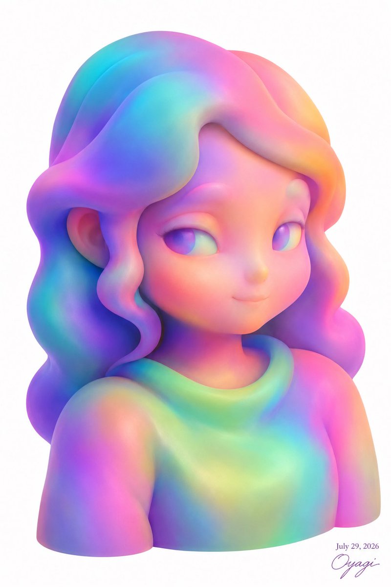Profile / Avatar - Pastel Rainbow 3D Girl Bust — output 1
