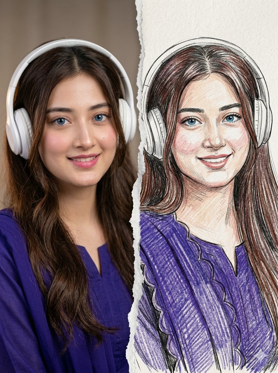 Profile / Avatar - Split Photo and Sketch Portrait Effect — output 1