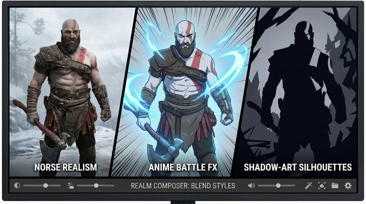 Kratos in Three Blended Styles — output 1