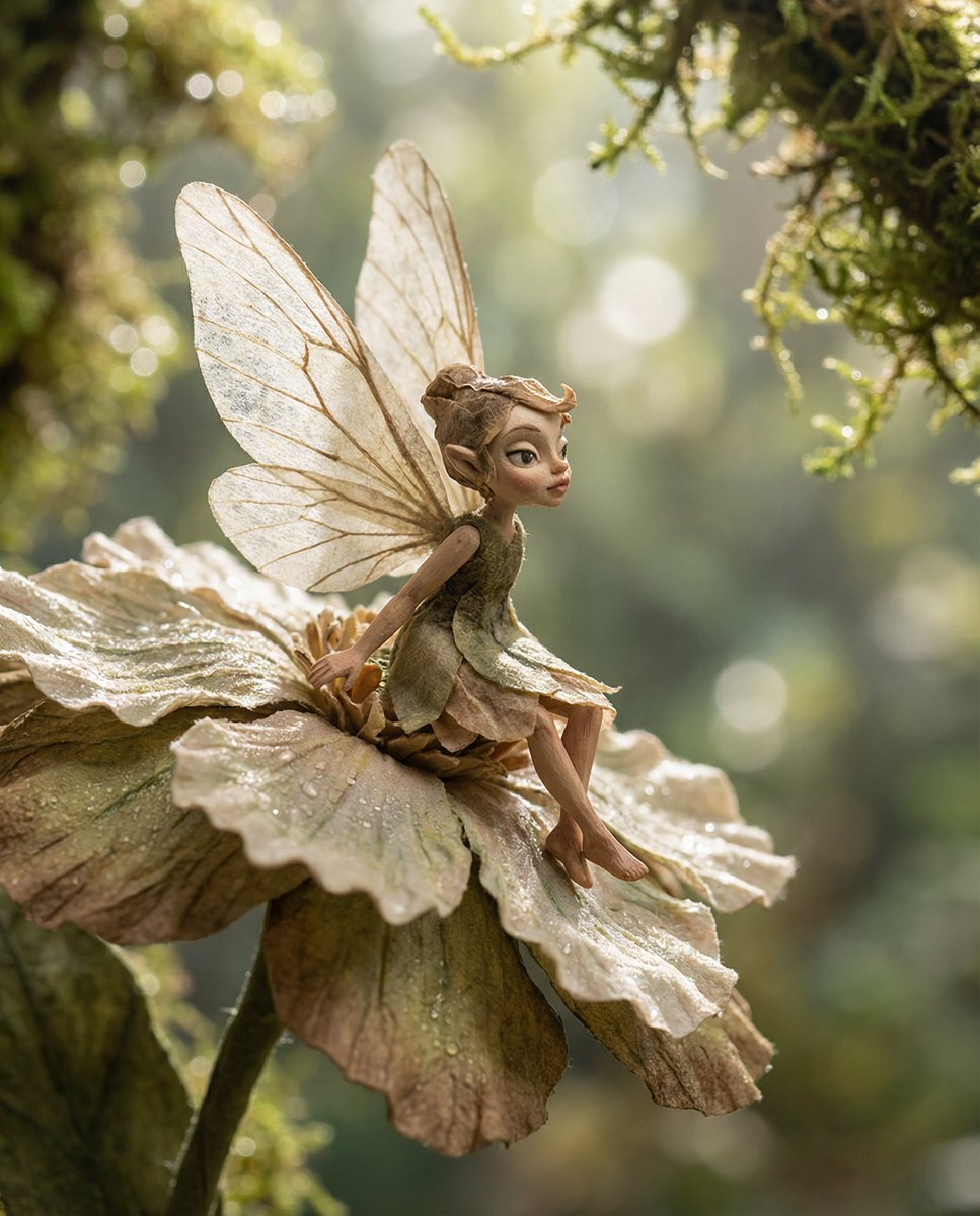 Macro Illustration of a Tiny Fairy on a Flower — output 1