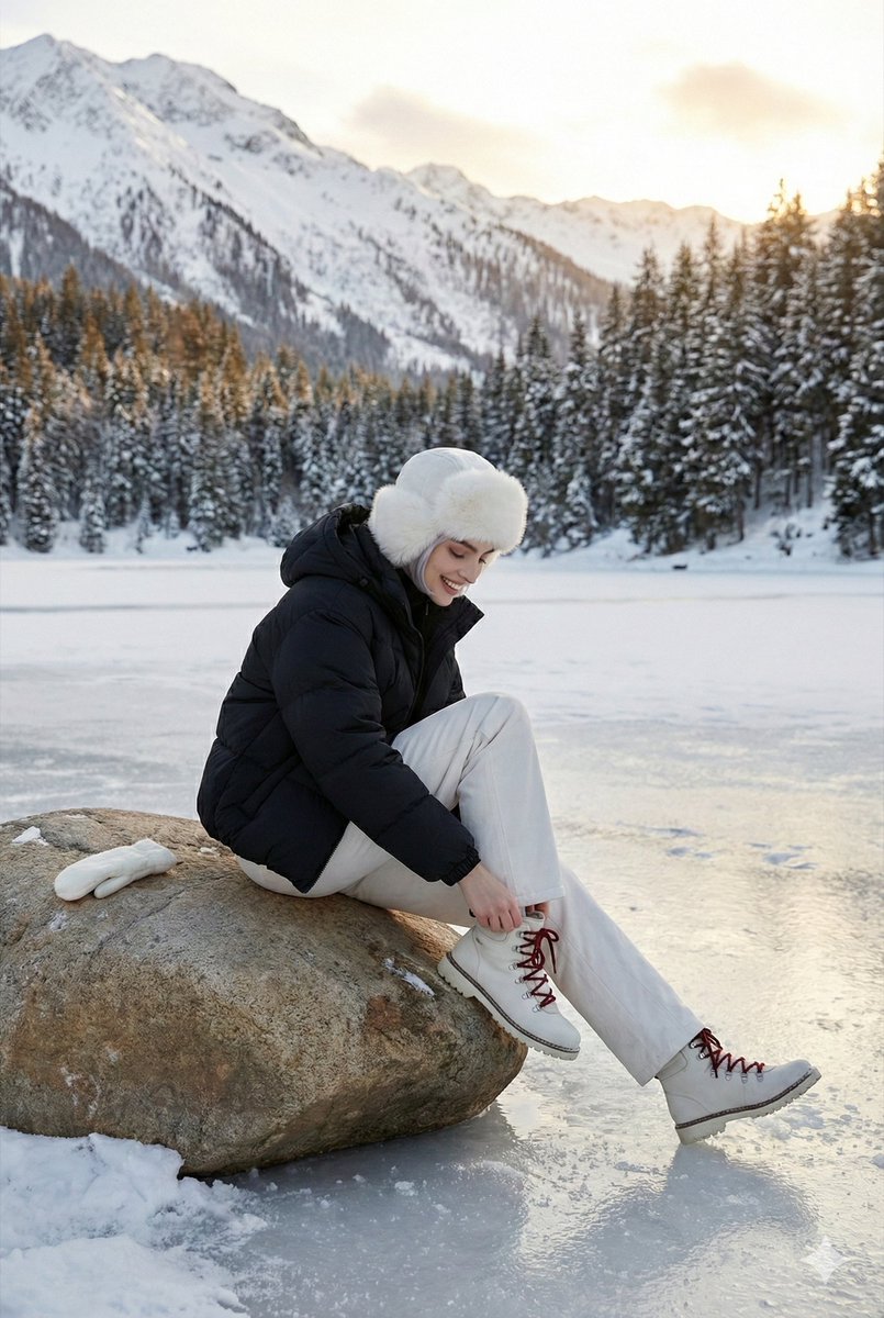 High-Fashion Winter Editorial on Ice Block — output 1