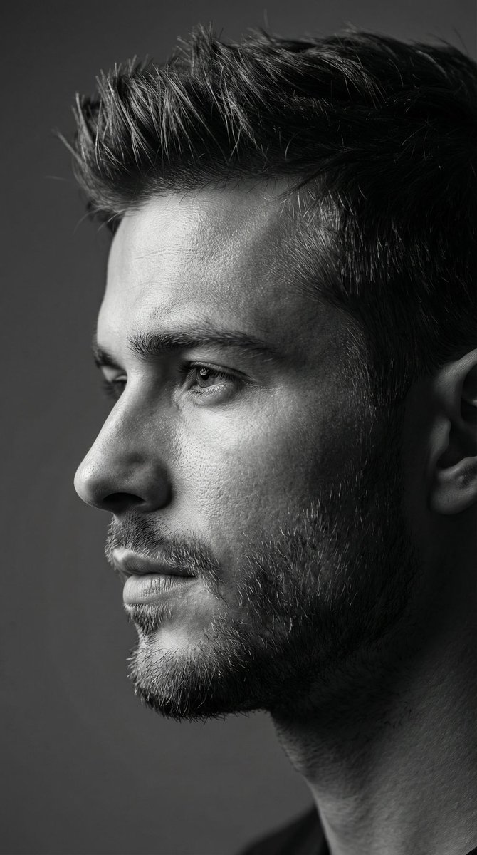 Dramatic Black and White Male Portrait — output 1