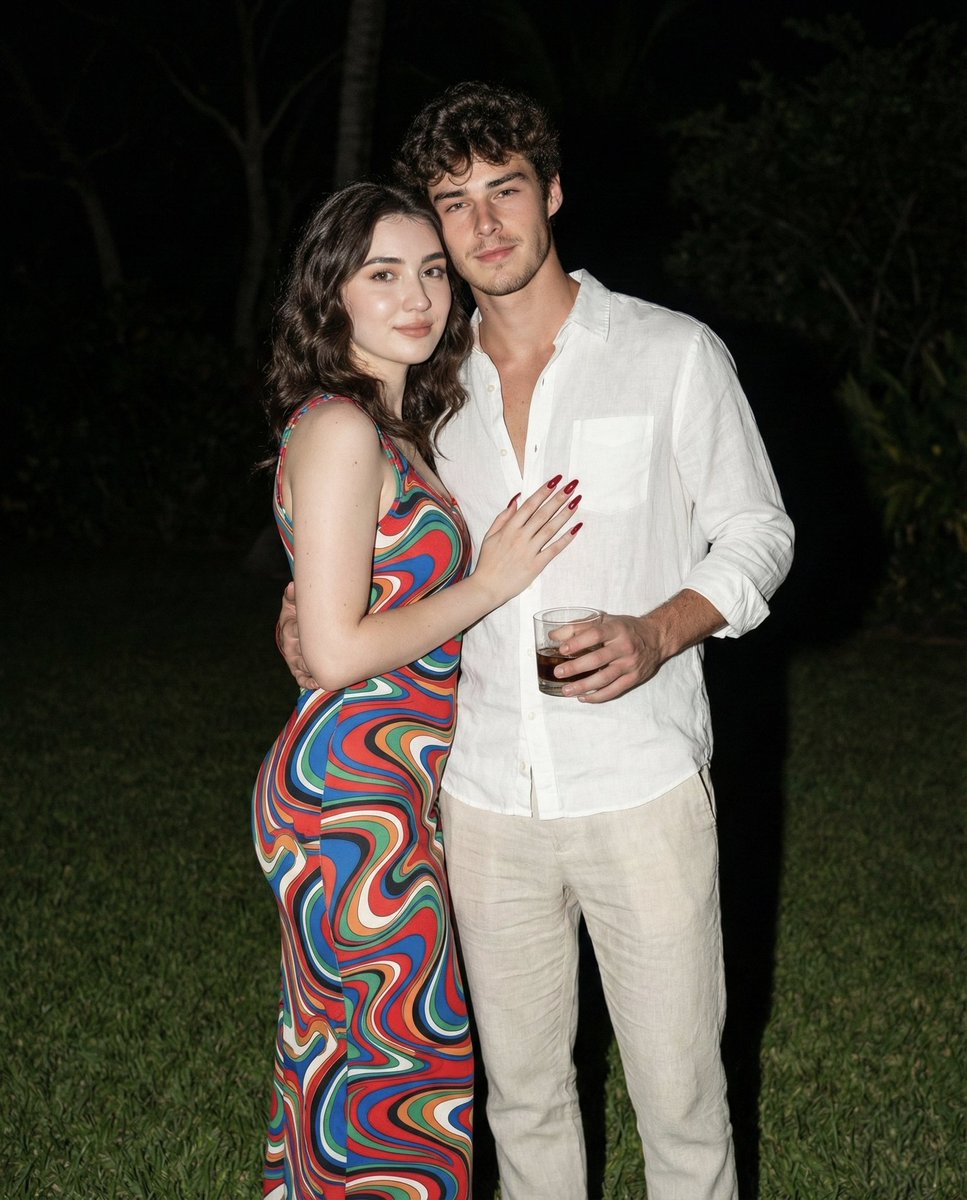 Nighttime Lifestyle Couple Portrait with Direct Flash Prompt — output 1