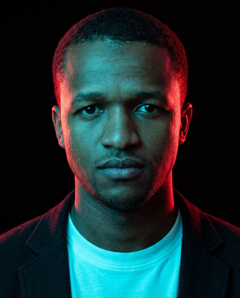 Product Marketing - Cinematic Cyberpunk Portrait with Split Neon Lighting — output 1