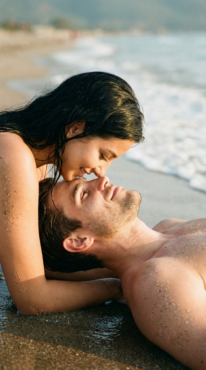 Ultra-Photoreal Candid Beach Romance Close-up Prompt — output 1