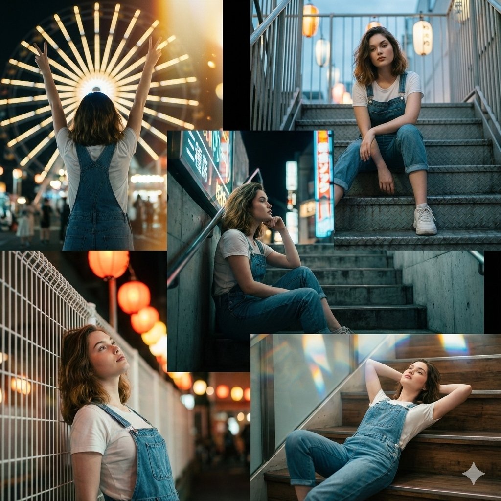 Kine-Style Multi-Frame Japanese Night Festival Collage — output 1