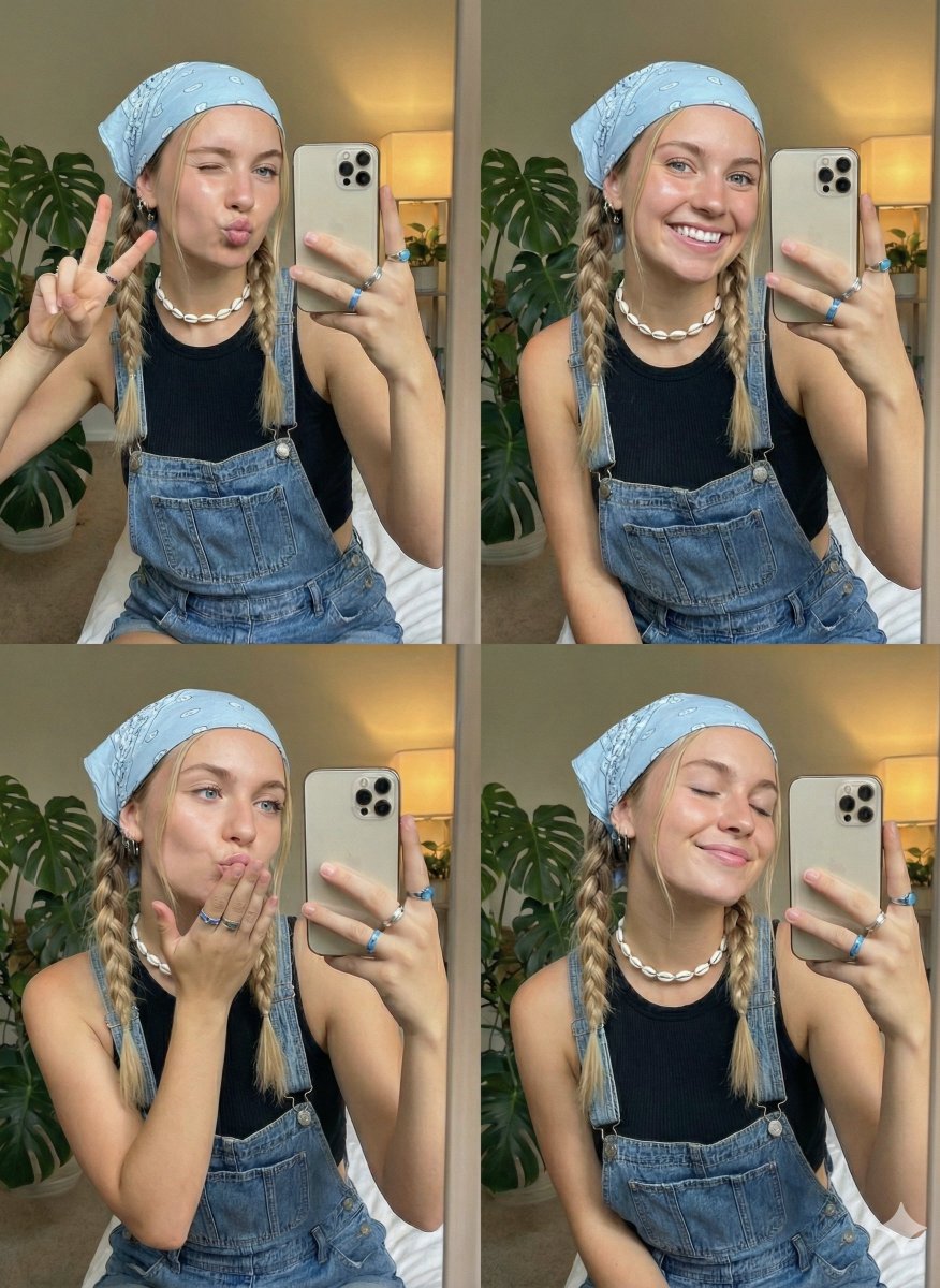 Profile / Avatar - Playful Selfie Portrait with Multiple Poses — output 1