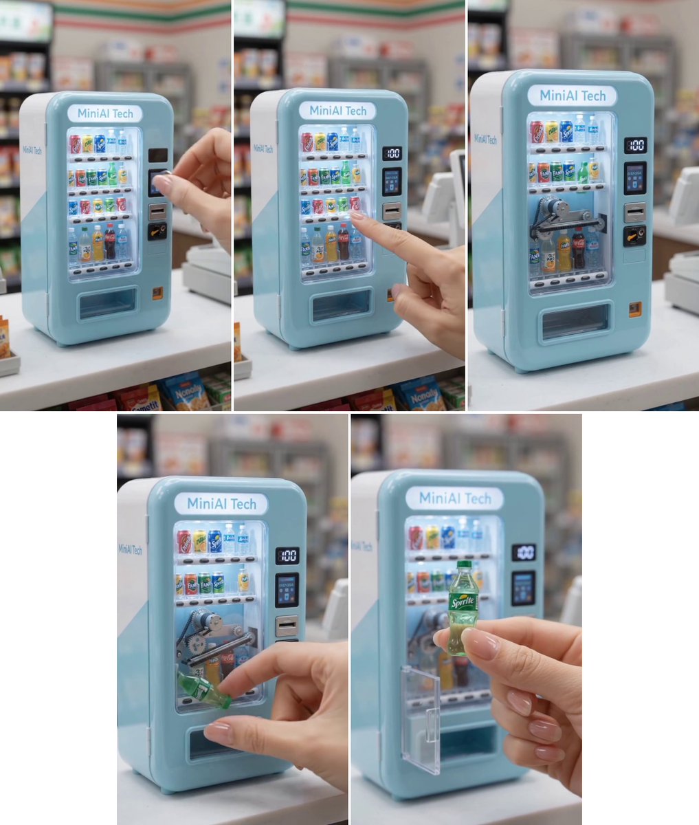 Comic / Storyboard - MiniAI Tech Vending Machine Collage — output 1
